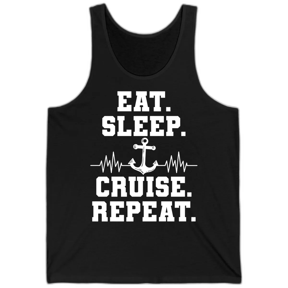 Eat Sleep Cruise Repeat Anchor Tank in Black