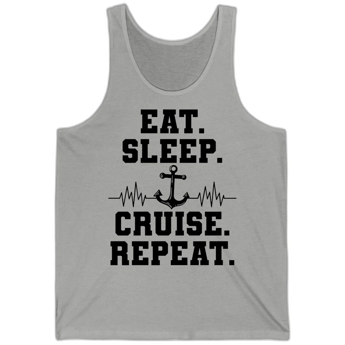 Eat Sleep Cruise Repeat Anchor Tank in Athletic Heather