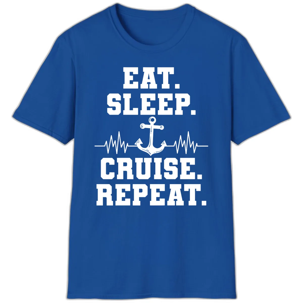 Eat Sleep Cruise Repeat Anchor T-Shirt in Royal