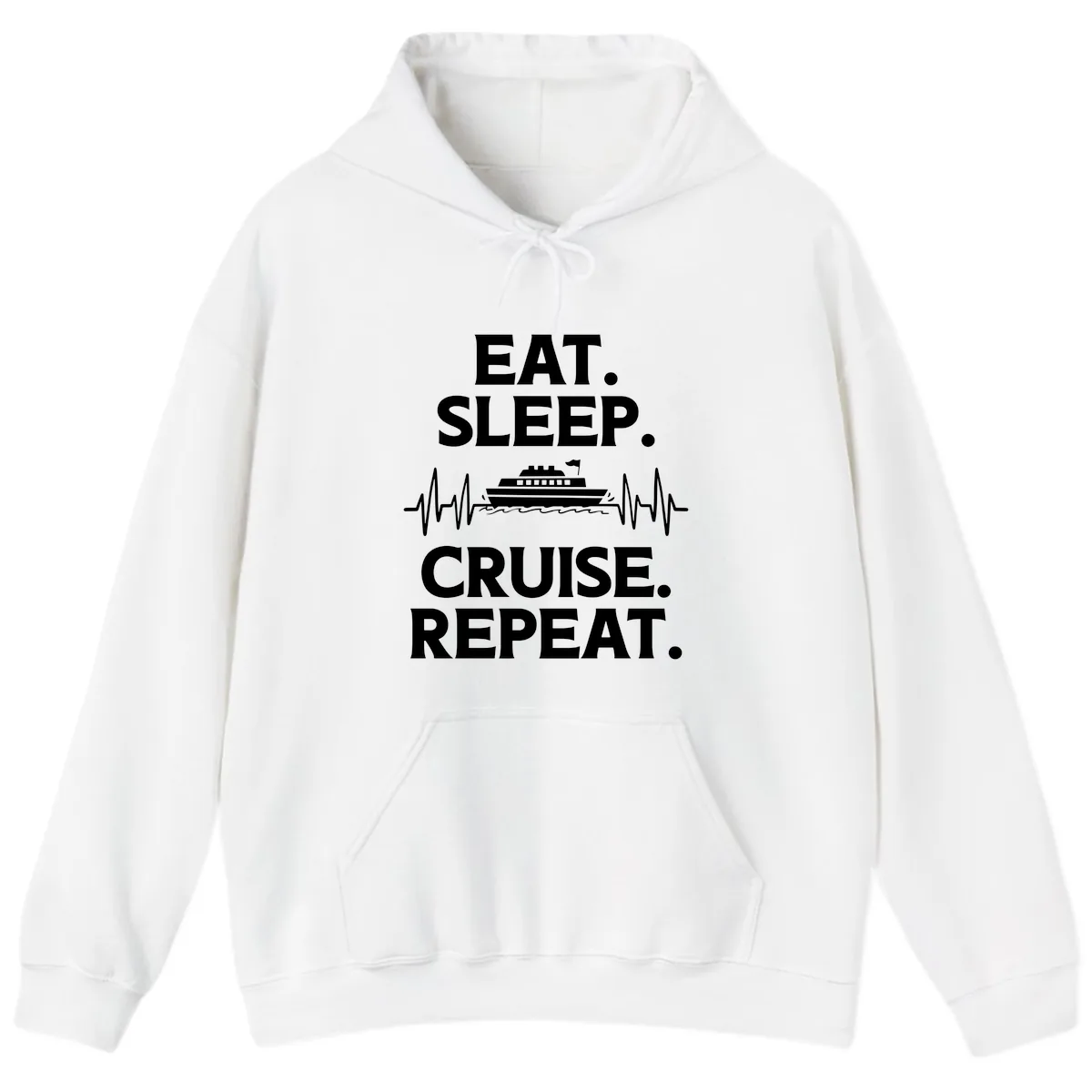 Eat Sleep Cruise Repeat Hoodie in White
