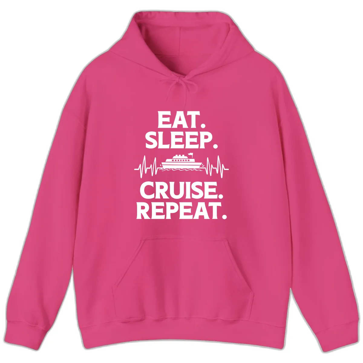 Eat Sleep Cruise Repeat Hoodie in Heliconia