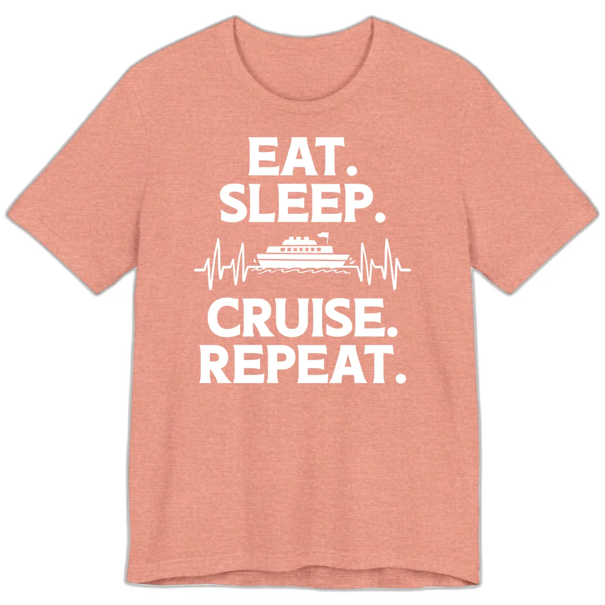 Eat Sleep Cruise Repeat Premium T-Shirt in Heather Sunset