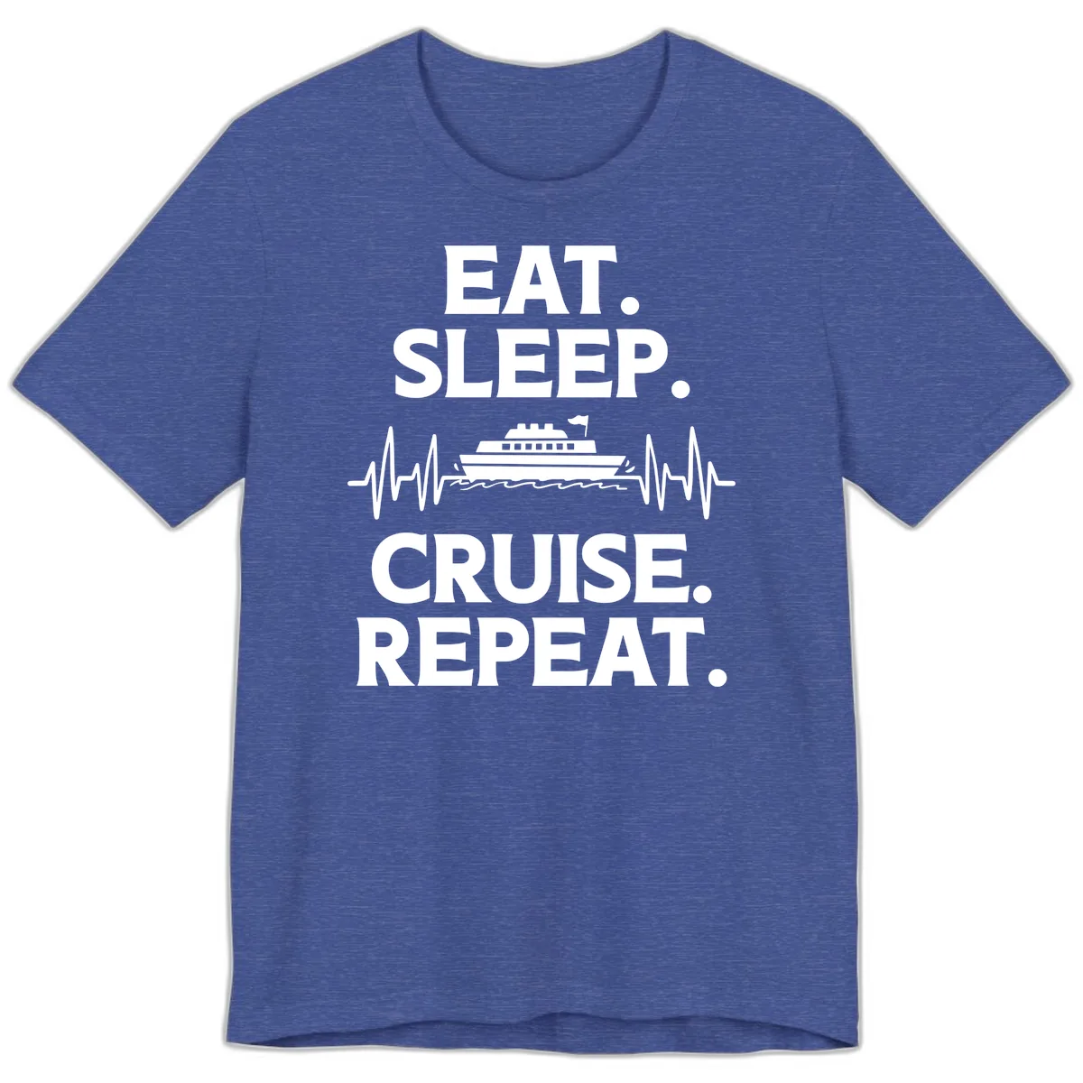 Eat Sleep Cruise Repeat Premium T-Shirt in Heather True Royal