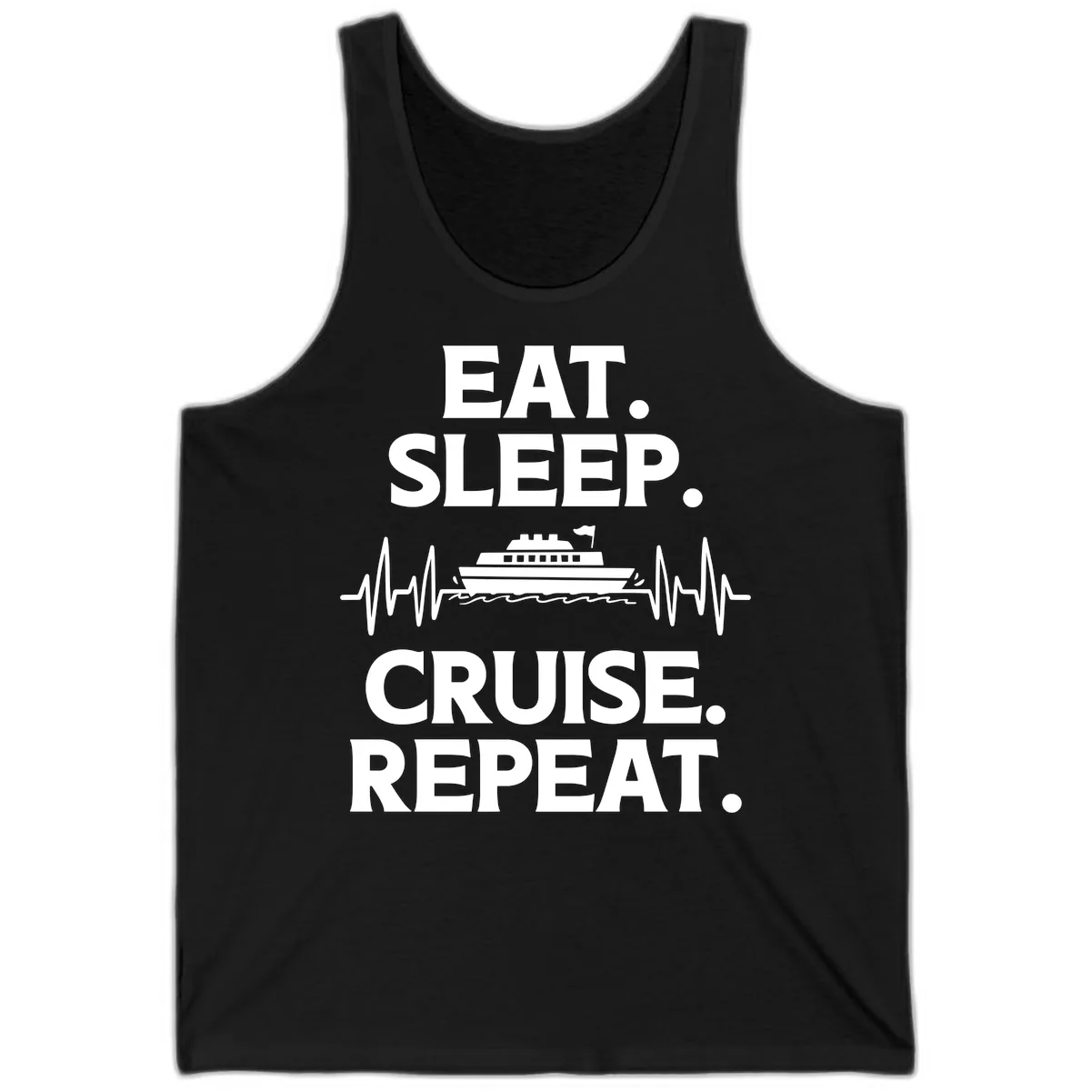 Eat Sleep Cruise Repeat Tank in Black