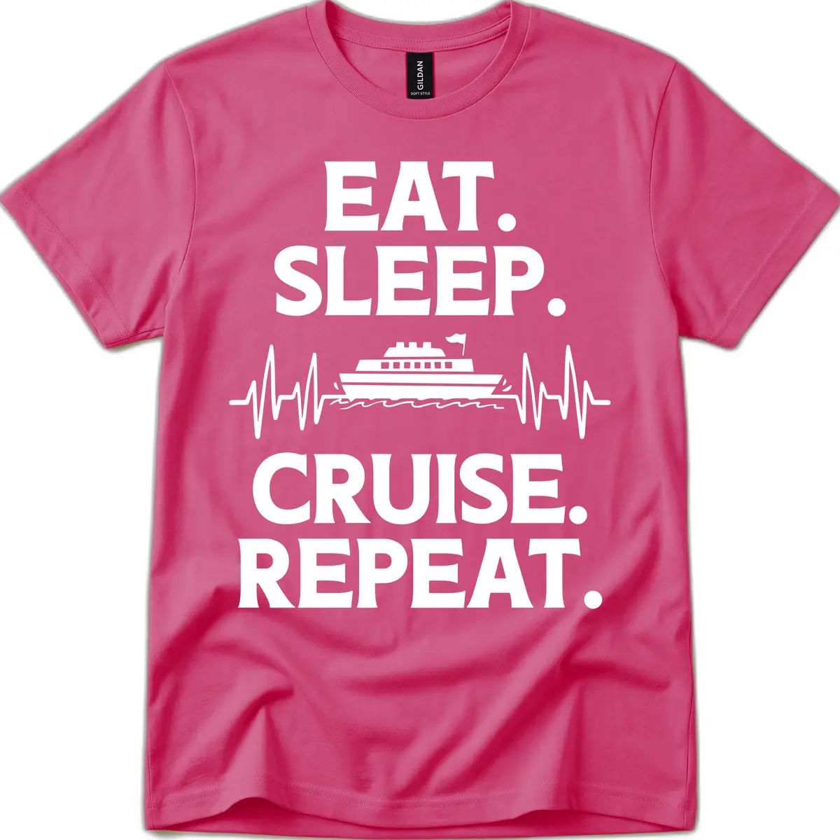 Eat Sleep Cruise Repeat T-Shirt in Heliconia