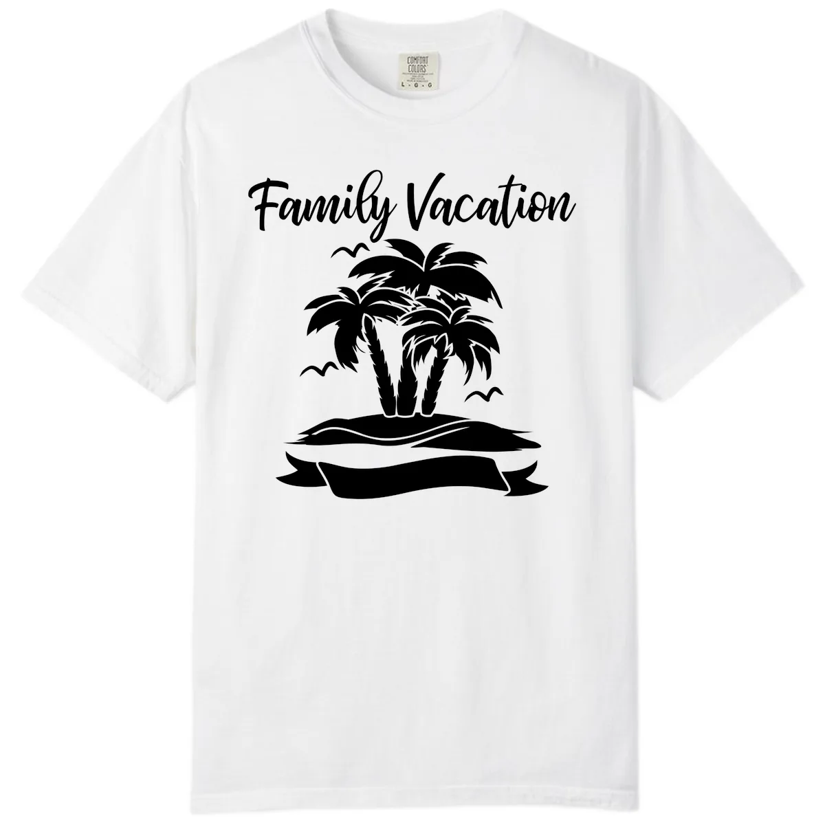 Family Vacation Palm Tree Island Comfort Color in White