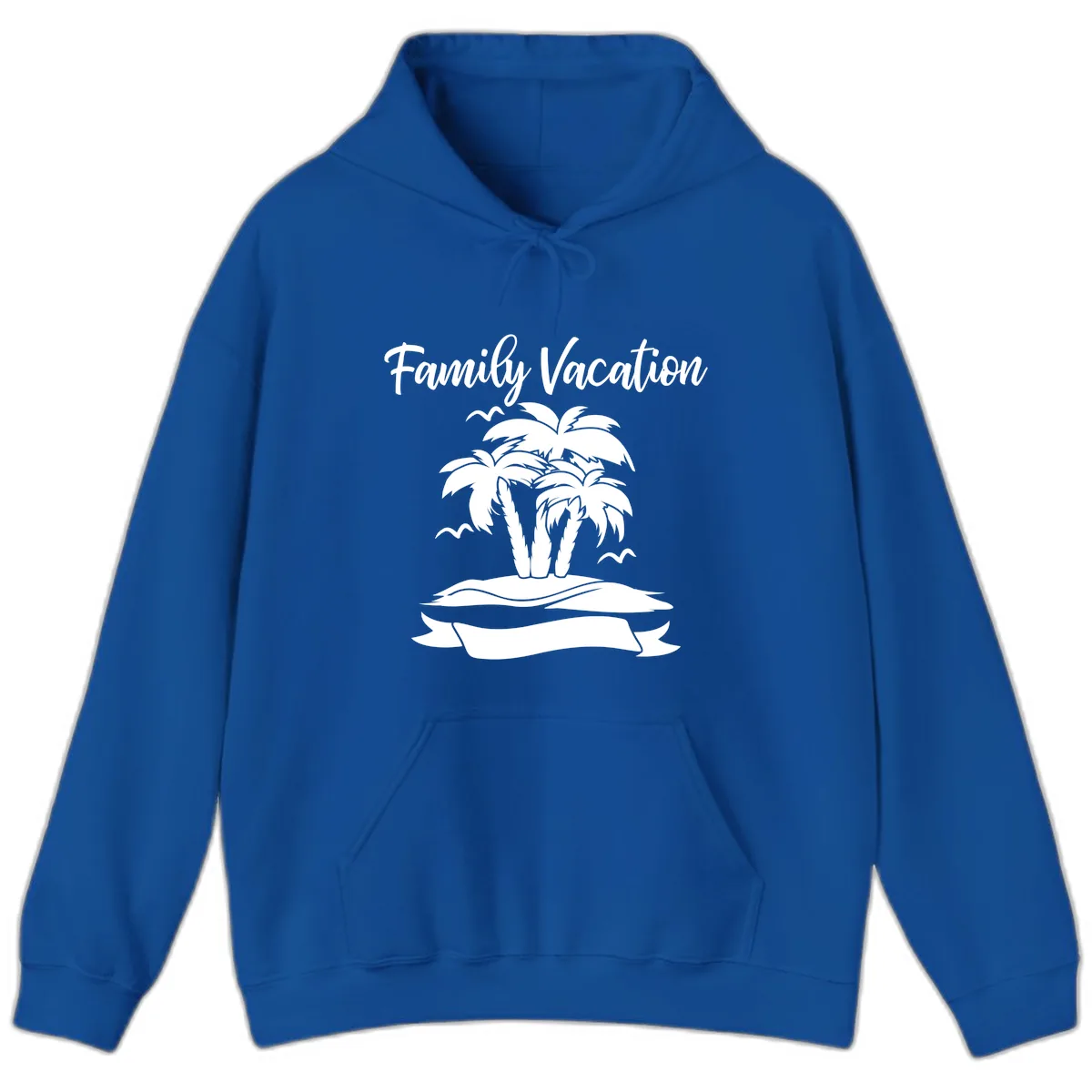 Family Vacation Palm Tree Island Hoodie in Royal