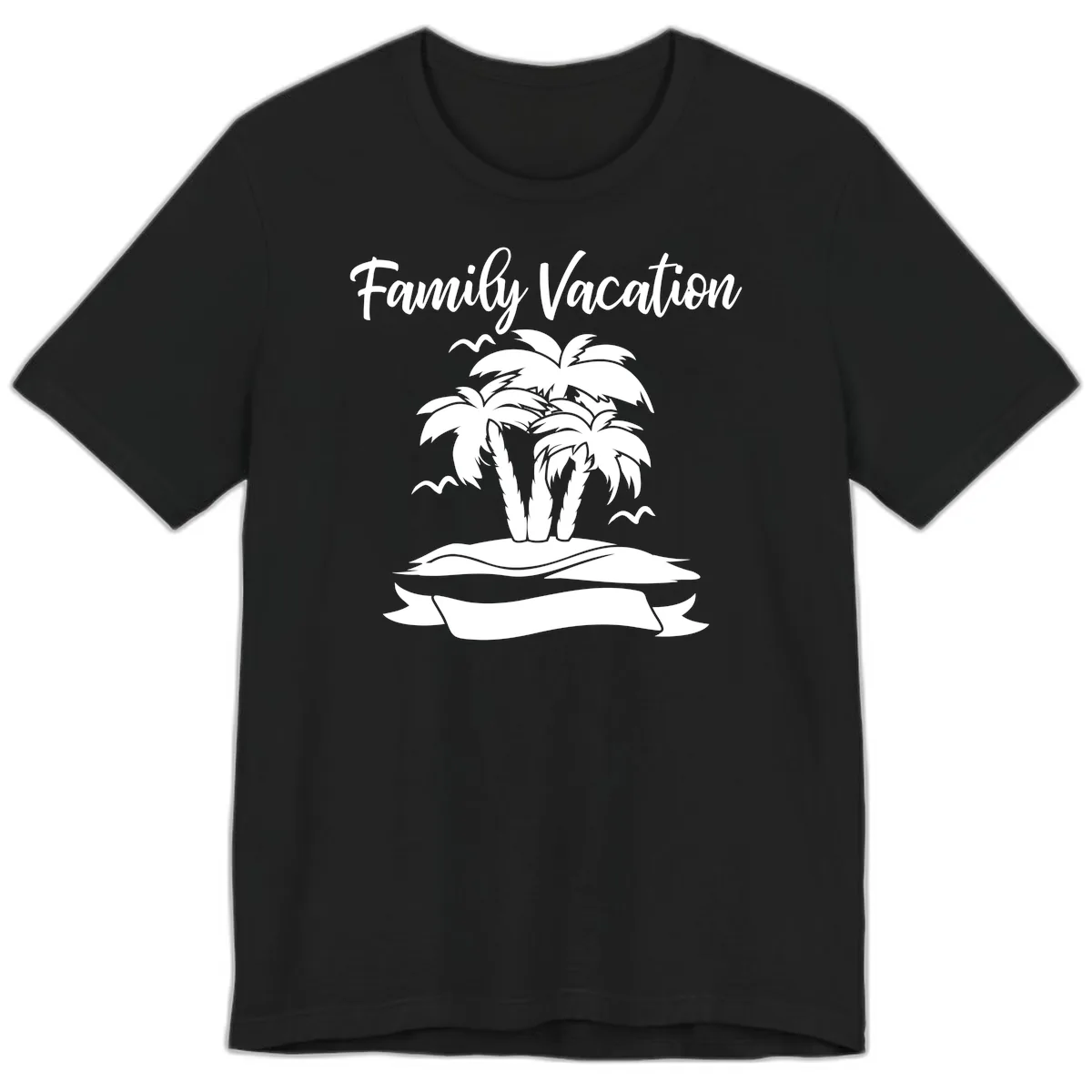 Family Vacation Palm Tree Island Premium T-Shirt in Black
