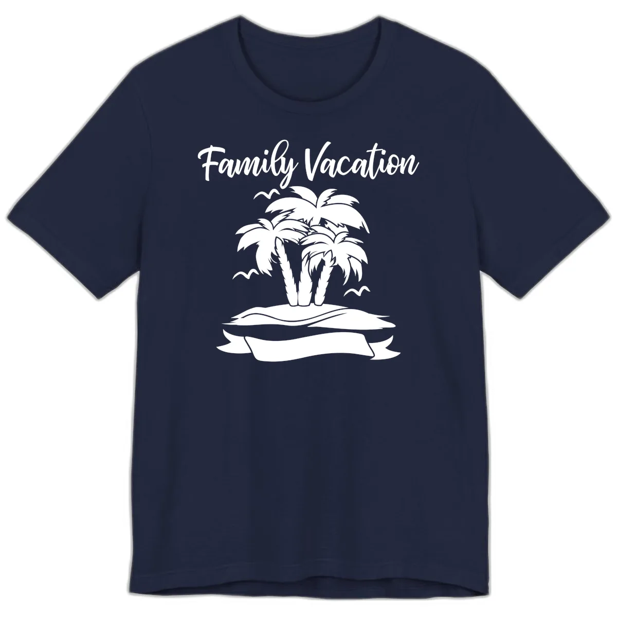 Family Vacation Palm Tree Island Premium T-Shirt in Navy