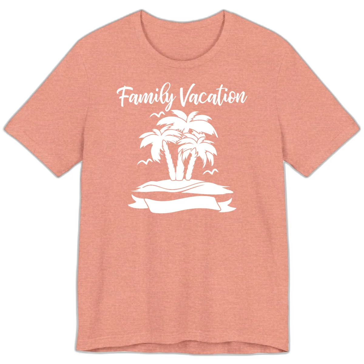 Family Vacation Palm Tree Island Premium T-Shirt in Heather Sunset