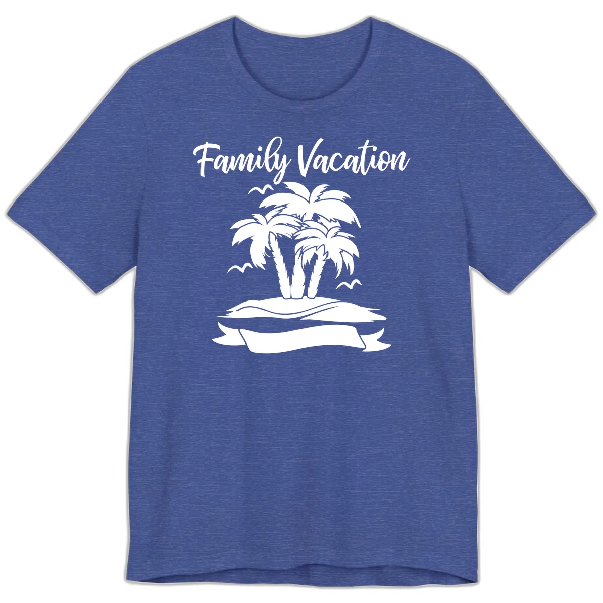 Family Vacation Palm Tree Island Premium T-Shirt in Heather True Royal