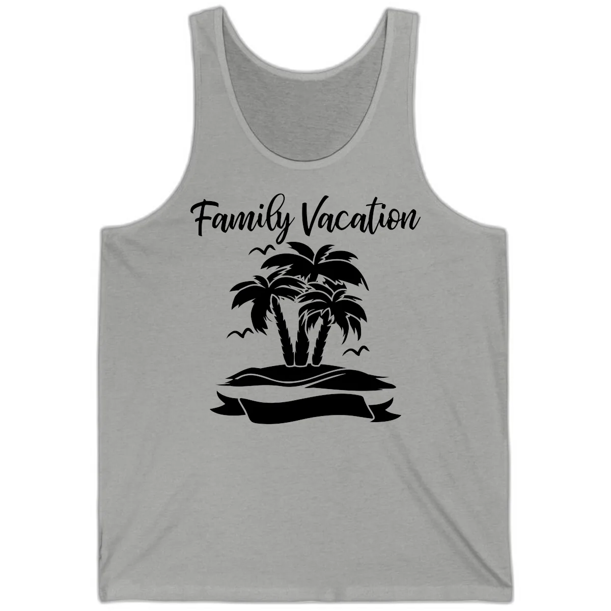 Family Vacation Palm Tree Island Tank in Athletic Heather