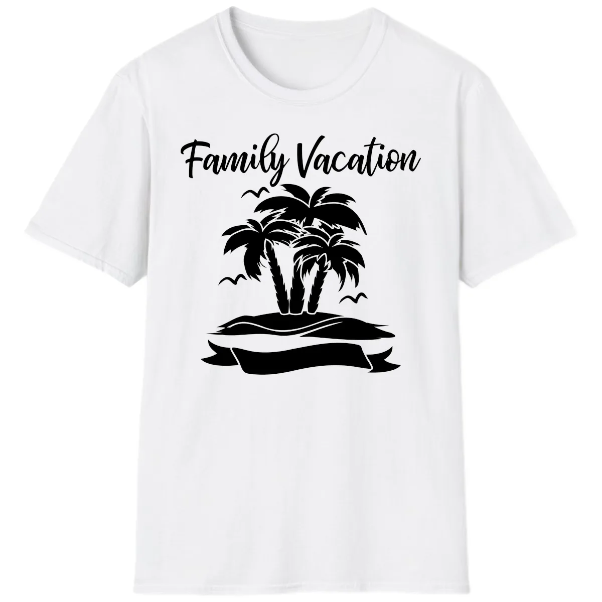Family Vacation Palm Tree Island T-Shirt in White