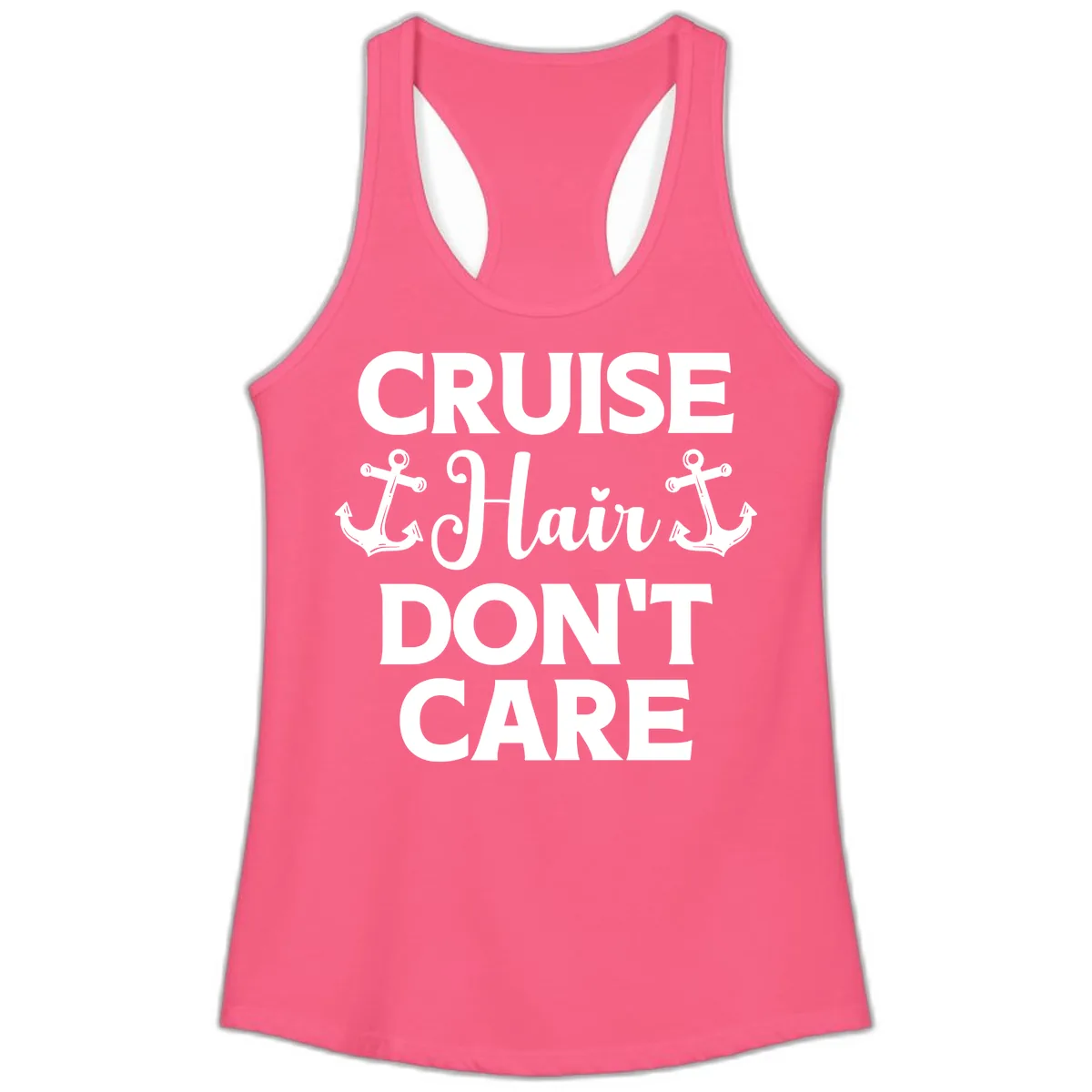 Cruise Hair Don't Care Ladies Tank in Solid Hot Pink