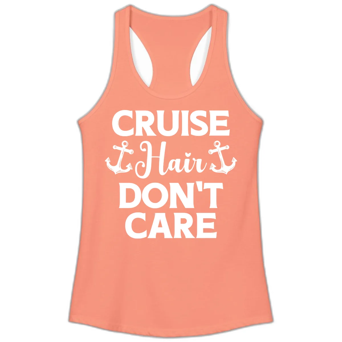 Cruise Hair Don't Care Ladies Tank in Solid Light Orange