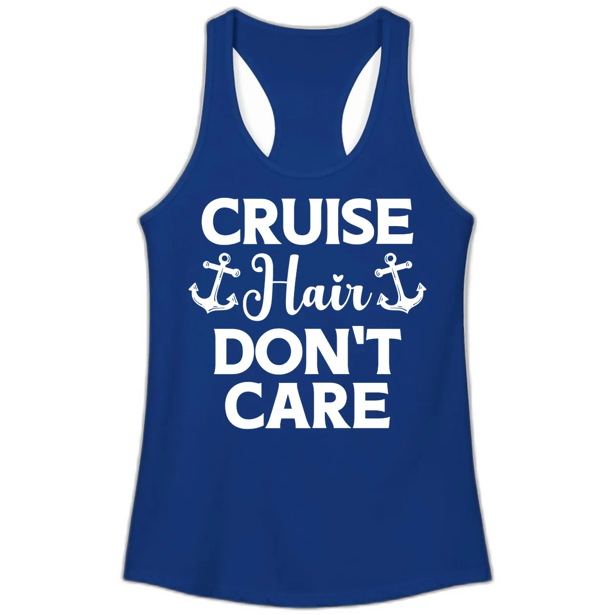 Cruise Hair Don't Care Ladies Tank in Solid Royal