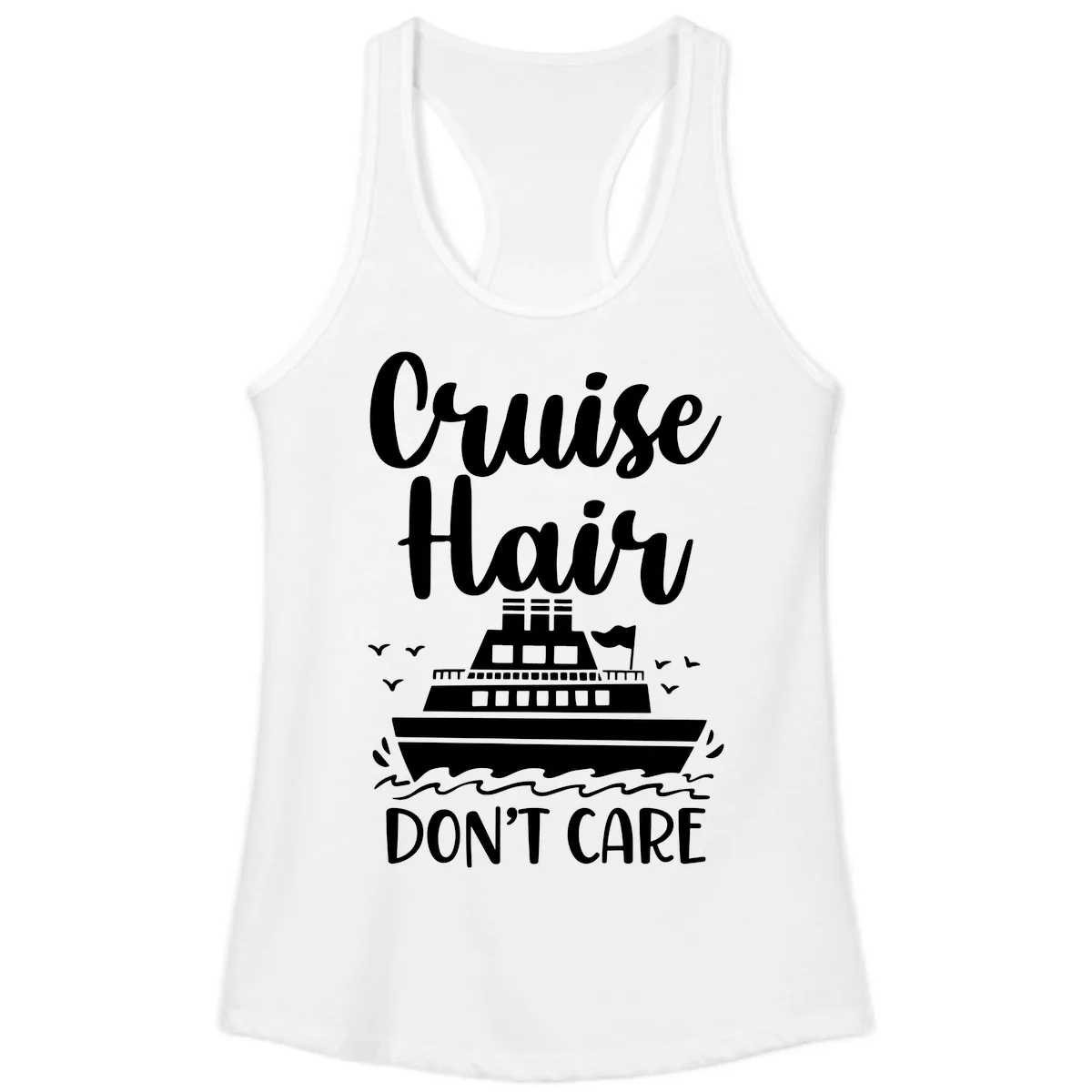 Cruise Hair Don't Care Ladies Tank in White