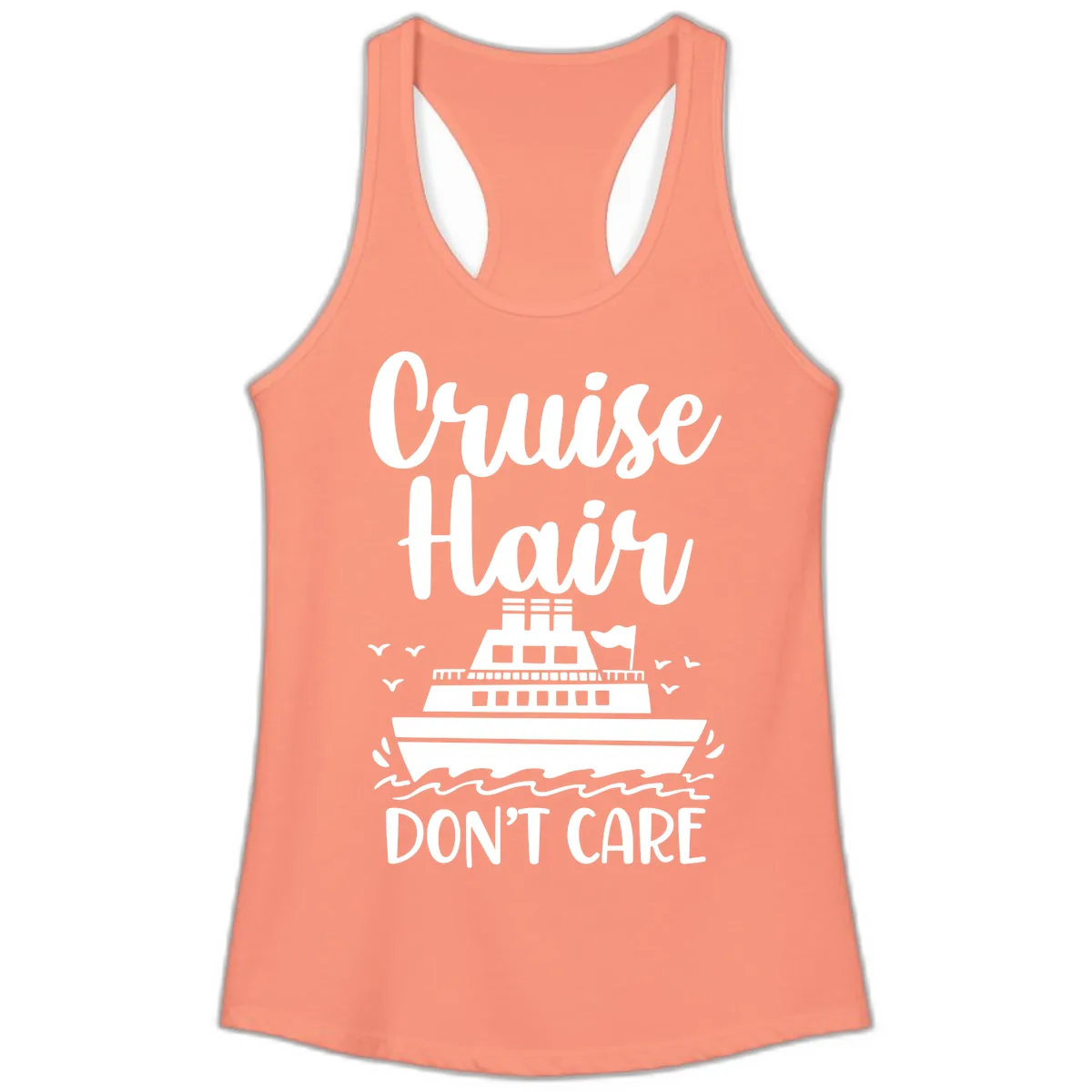 Cruise Hair Don't Care Ladies Tank in Solid Light Orange