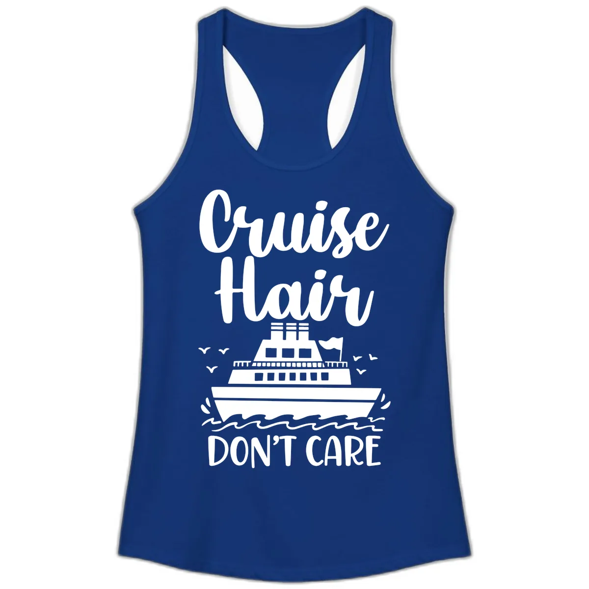 Cruise Hair Don't Care Ladies Tank in Solid Royal