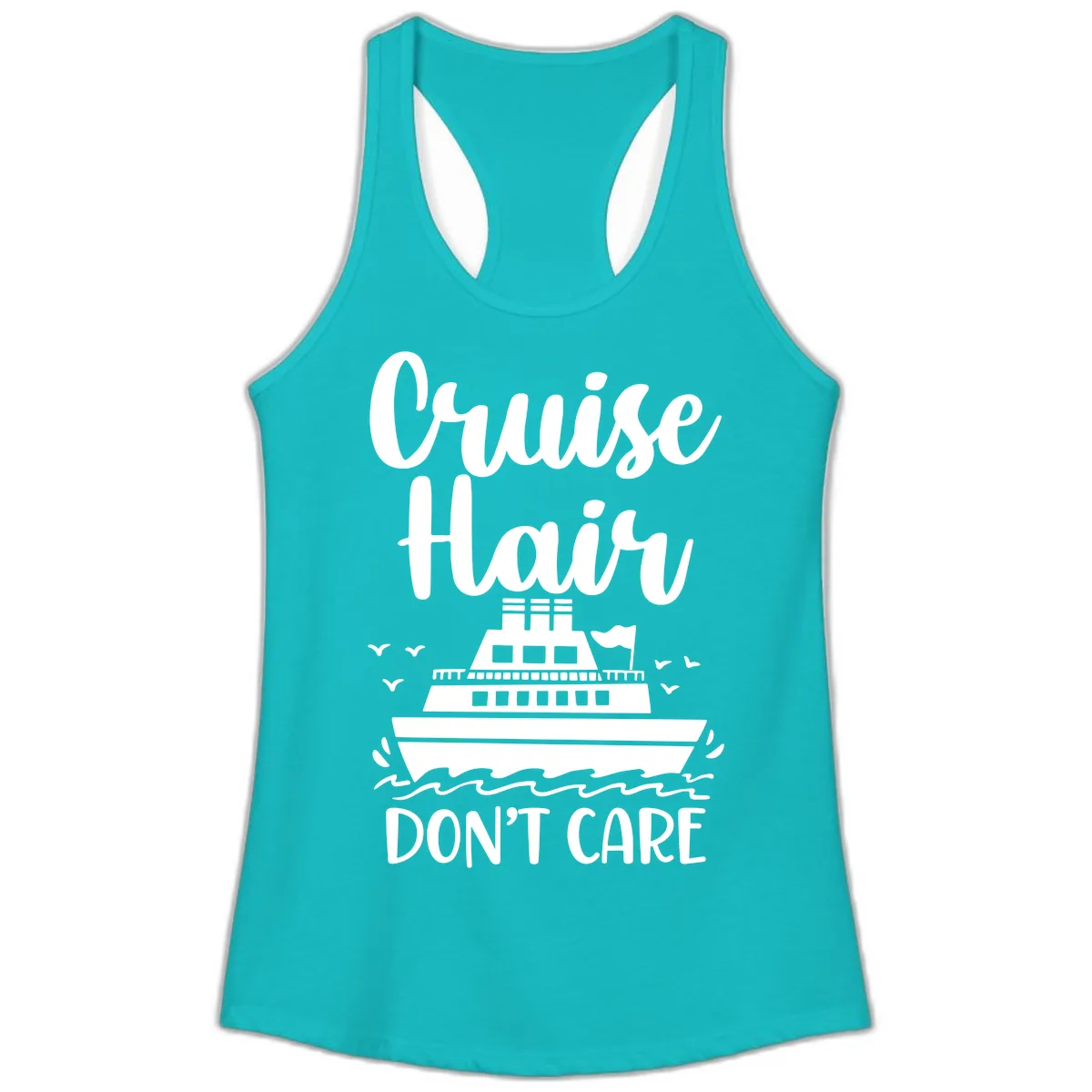 Cruise Hair Don't Care Ladies Tank in Tahiti Blue