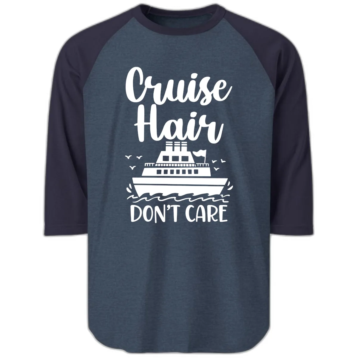 Cruise Hair Don't Care Raglan 3/4 in Heather Denim Navy