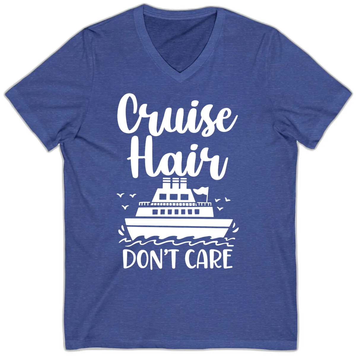 Cruise Hair Don't Care V-Neck in Heather True Royal
