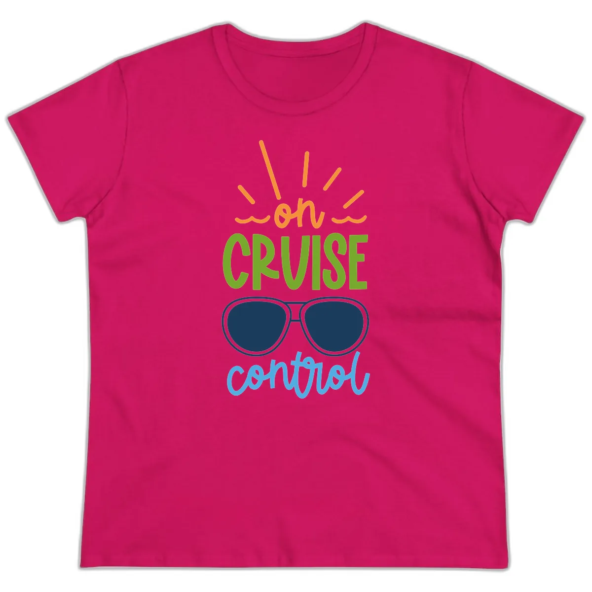 Oh Cruise Control Ladies Tee in Heliconia