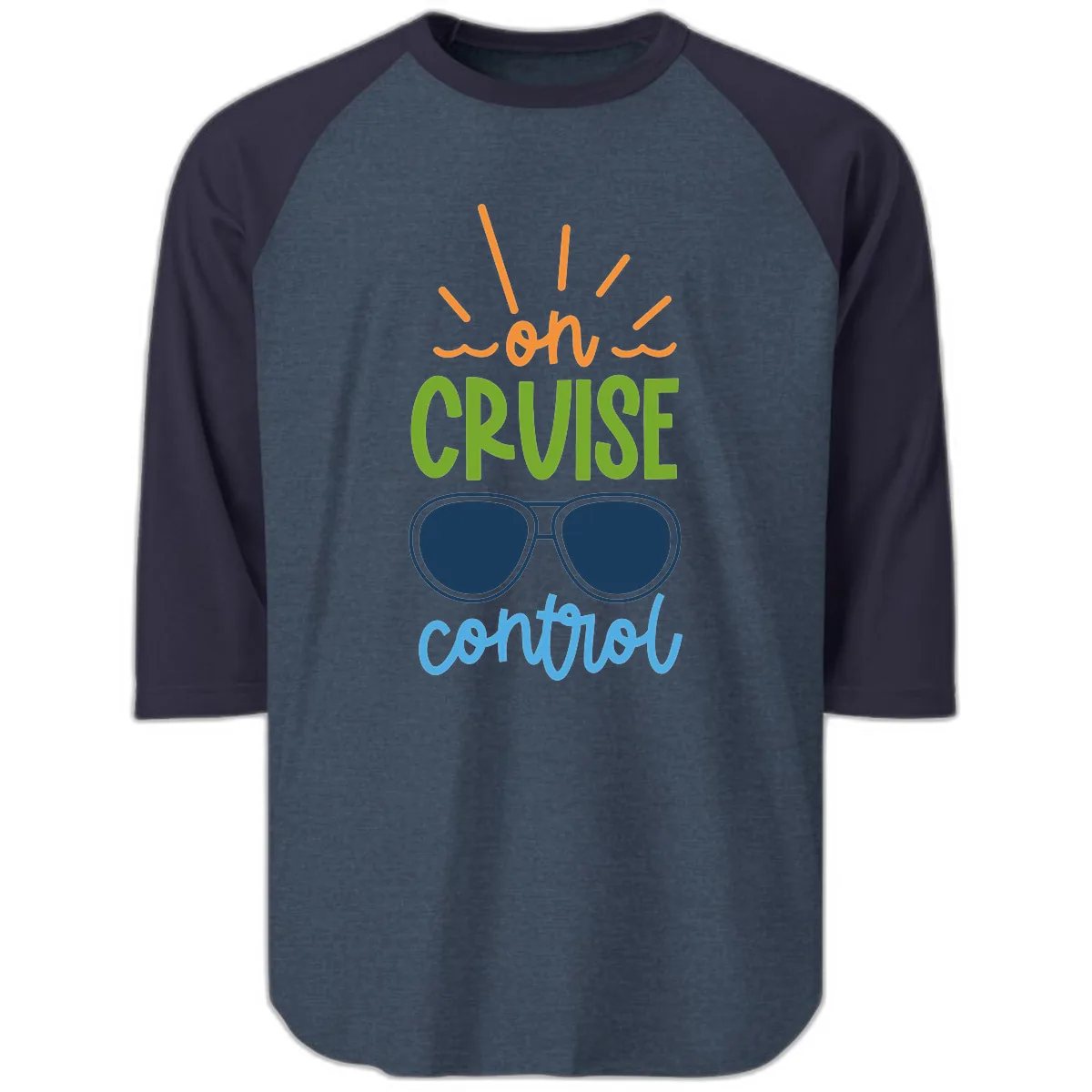 Oh Cruise Control Raglan 3/4 in Heather Denim Navy