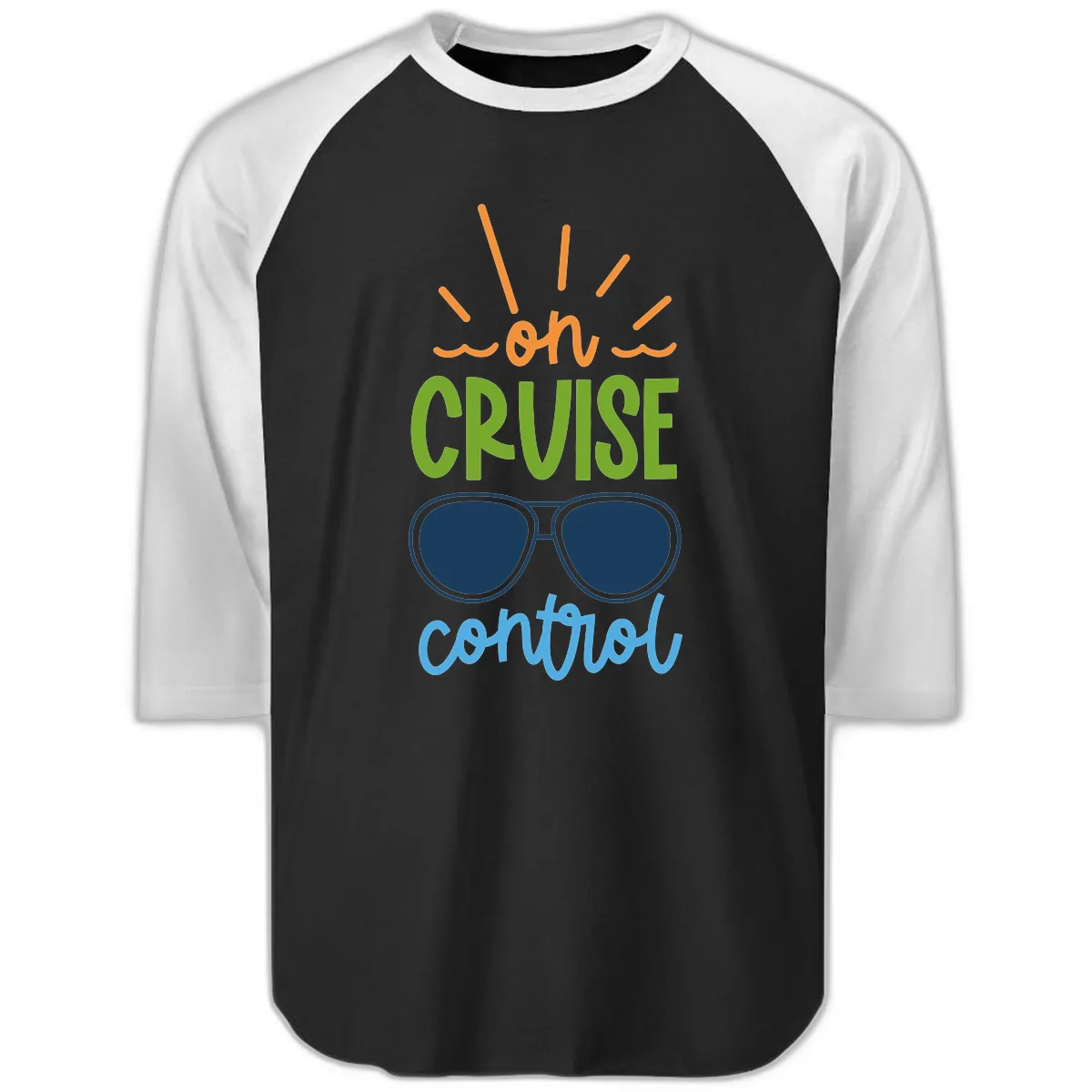 Oh Cruise Control Raglan 3/4 in Black White