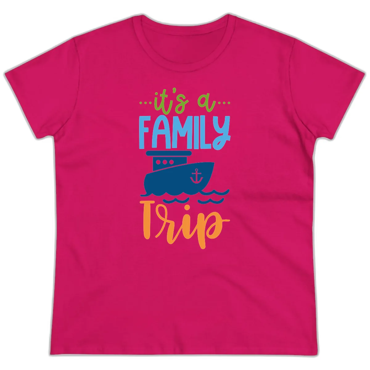 It's A Family Thing Cruise Ladies Tee in Heliconia