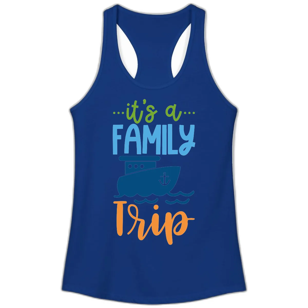 It's A Family Thing Cruise Ladies Tank in Solid Royal