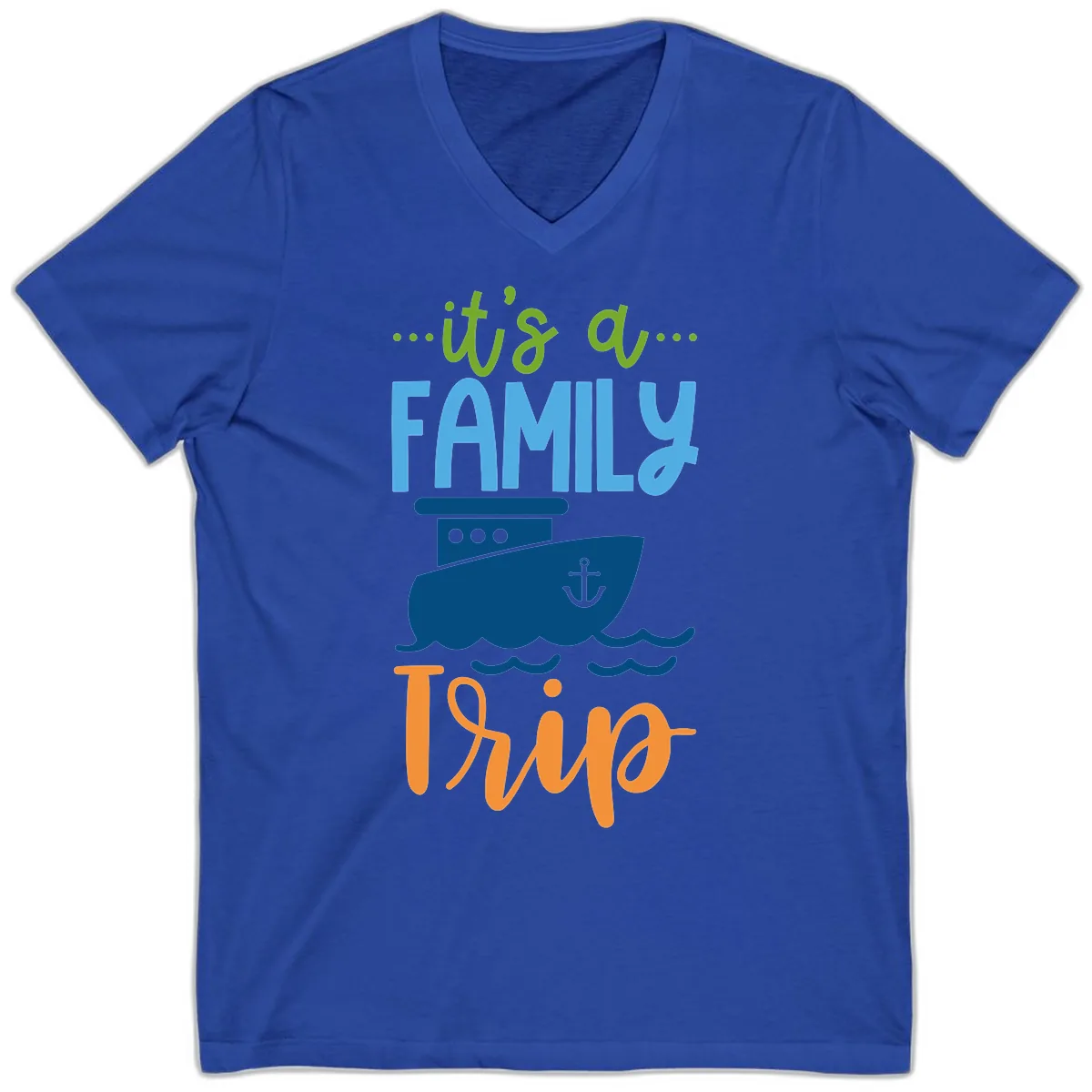 It's A Family Thing Cruise V-Neck in True Royal