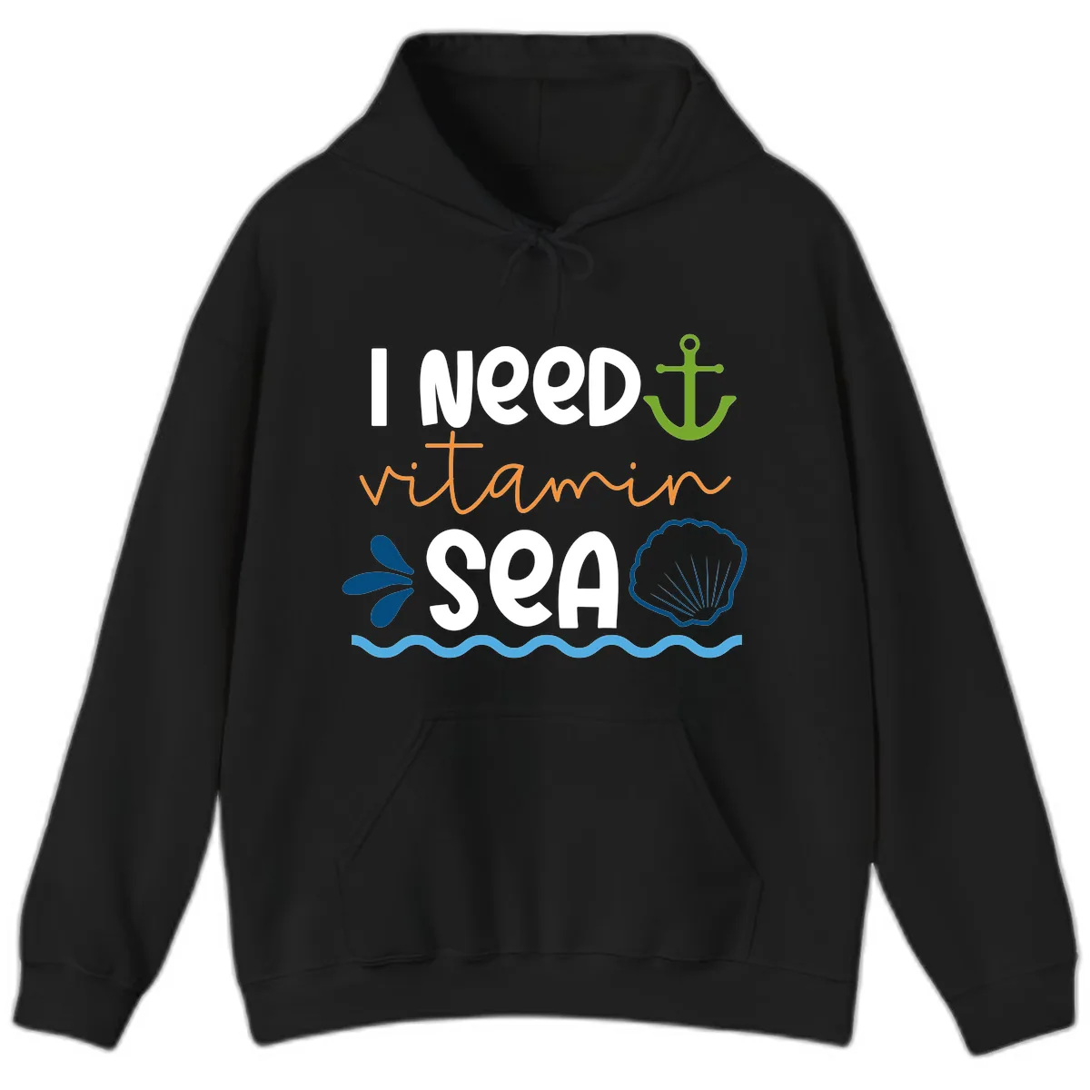 I Need Vitamin Sea Hoodie in Black