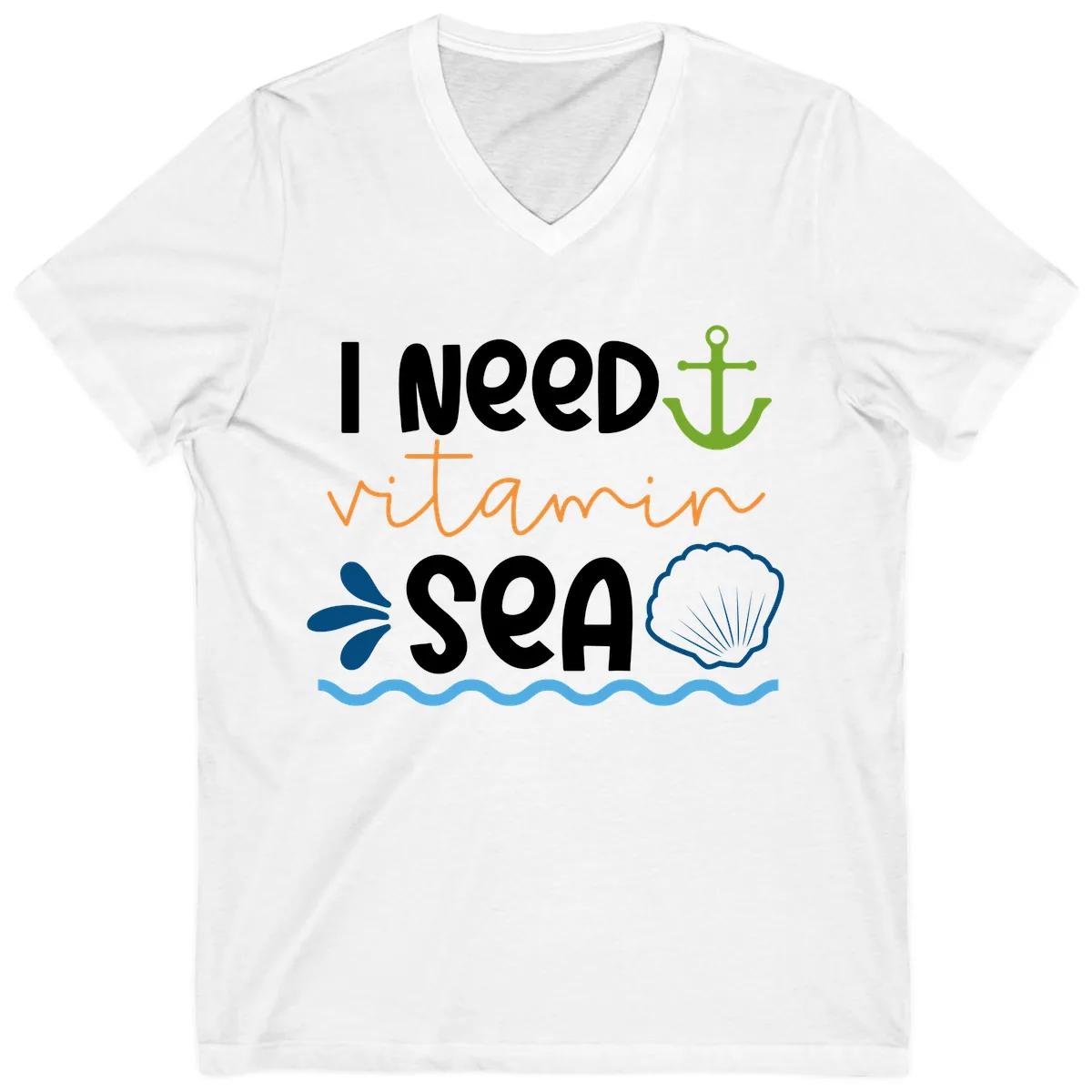 I Need Vitamin Sea V-Neck in White