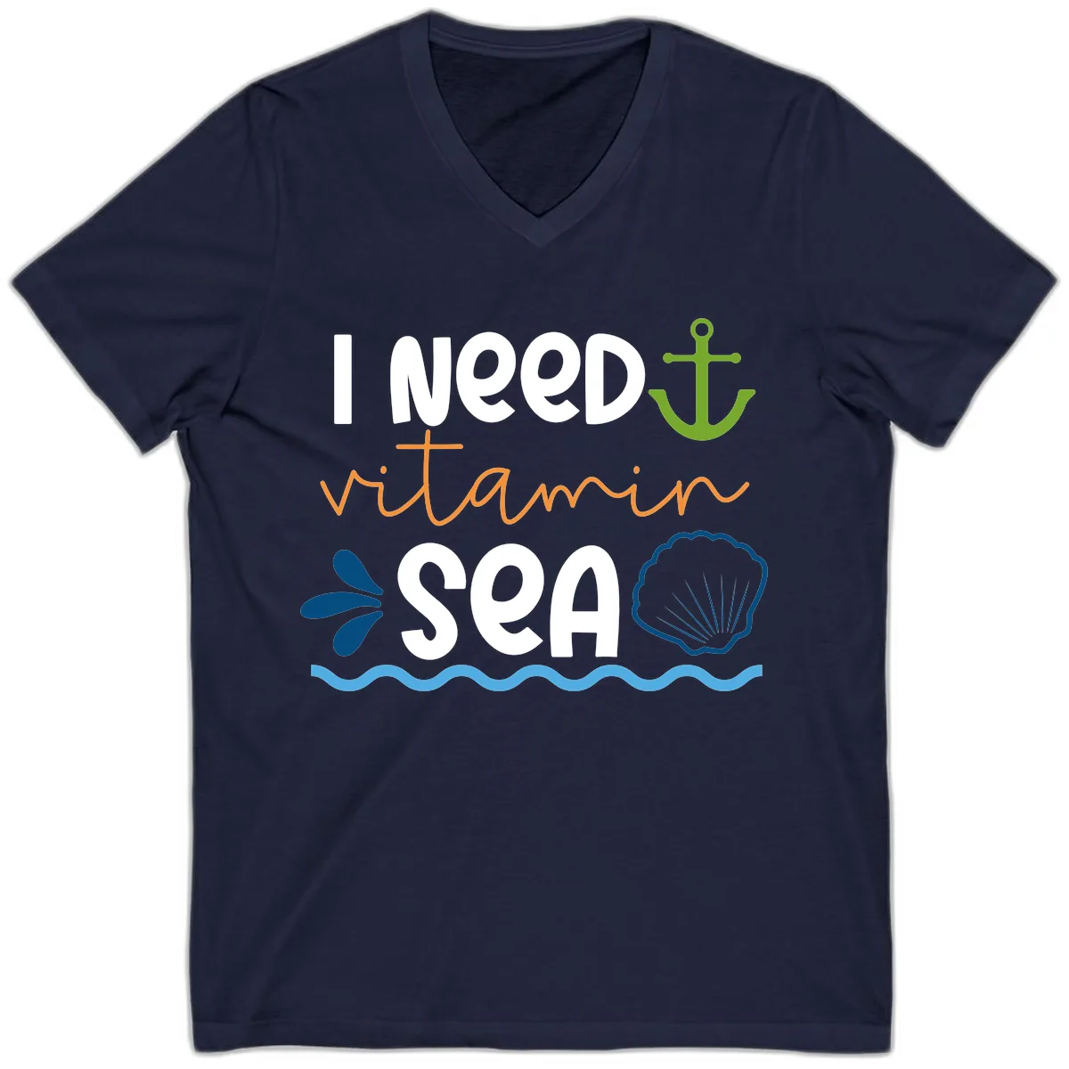 I Need Vitamin Sea V-Neck in Navy