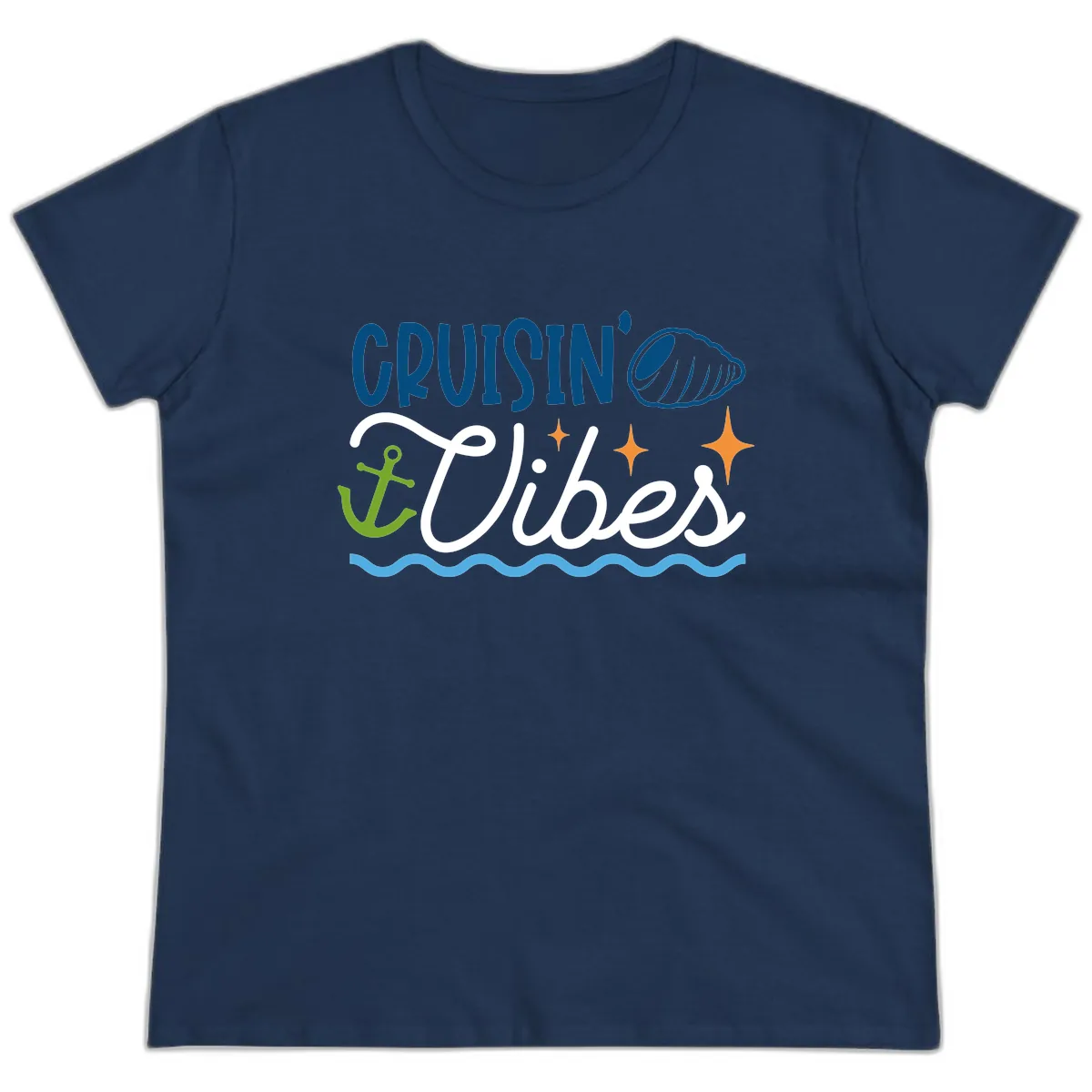 Cruisin' Vibes Ladies Tee in Navy