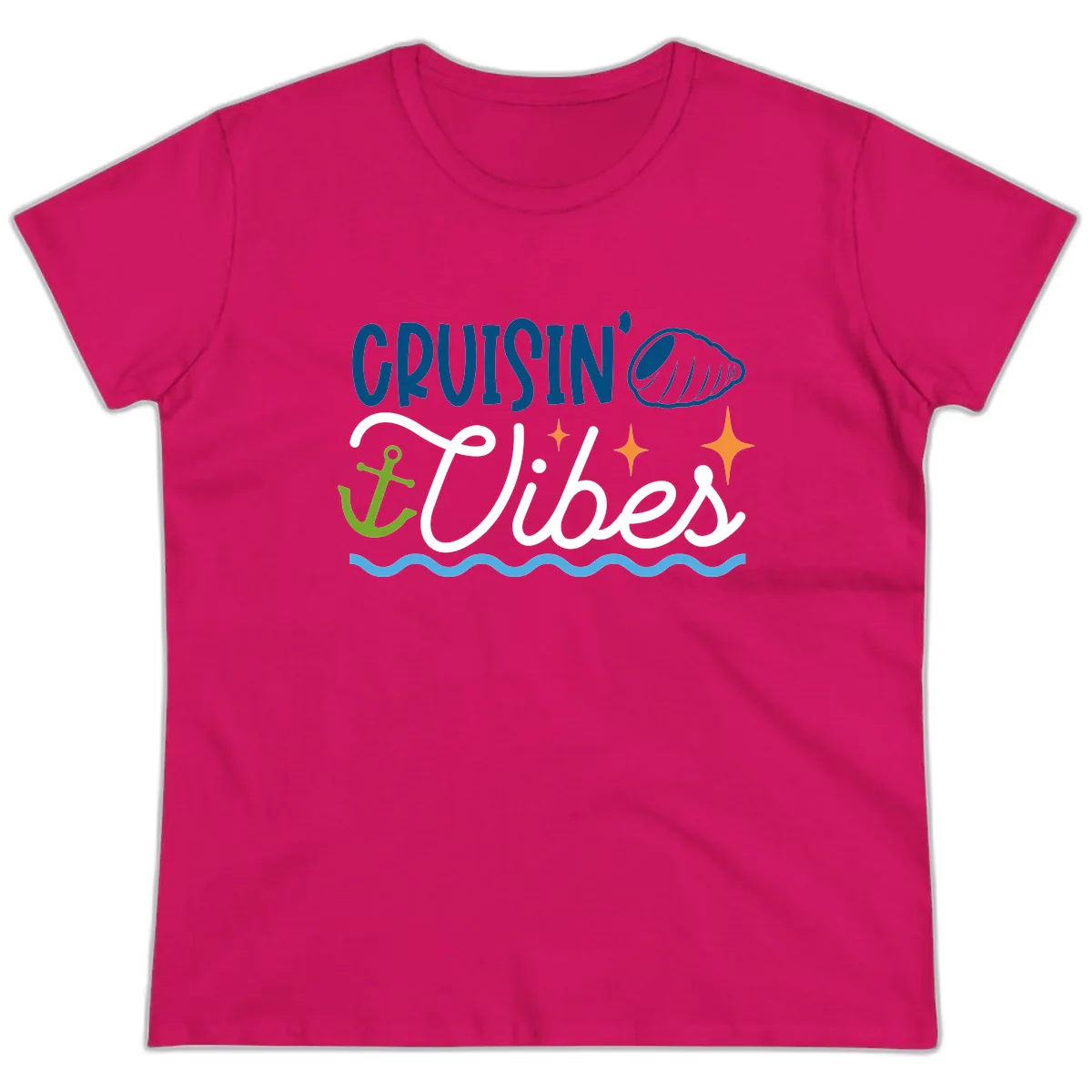 Cruisin' Vibes Ladies Tee in Heliconia