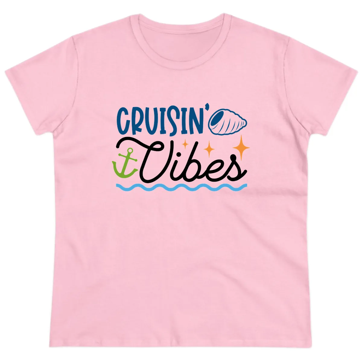 Cruisin' Vibes Ladies Tee in Light Pink