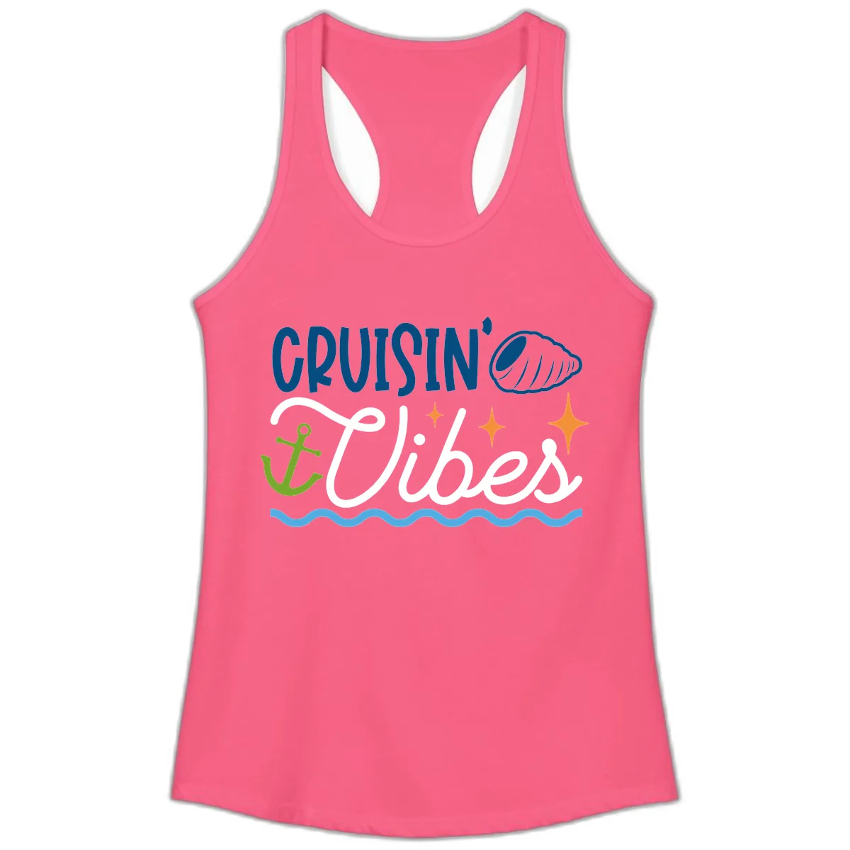 Cruisin' Vibes Ladies Tank in Solid Hot Pink