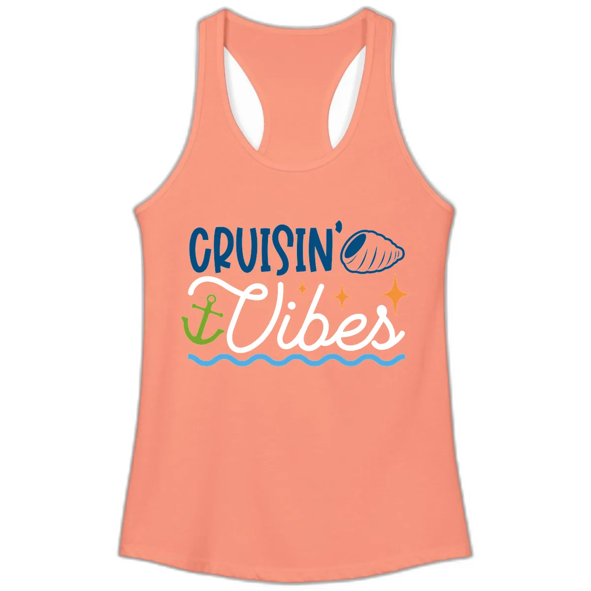 Cruisin' Vibes Ladies Tank in Solid Light Orange