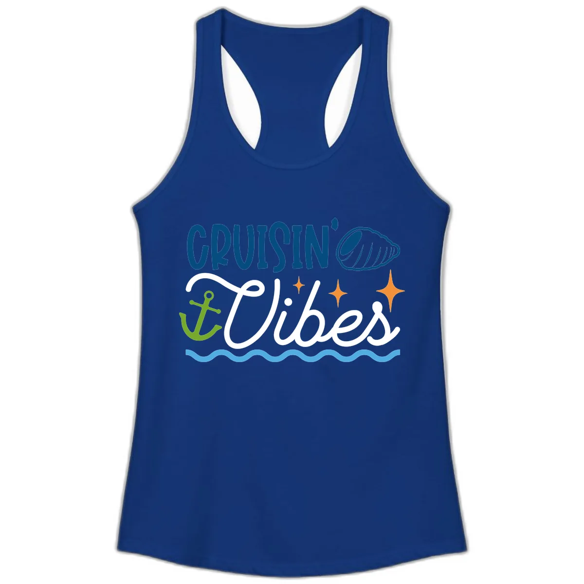 Cruisin' Vibes Ladies Tank in Solid Royal