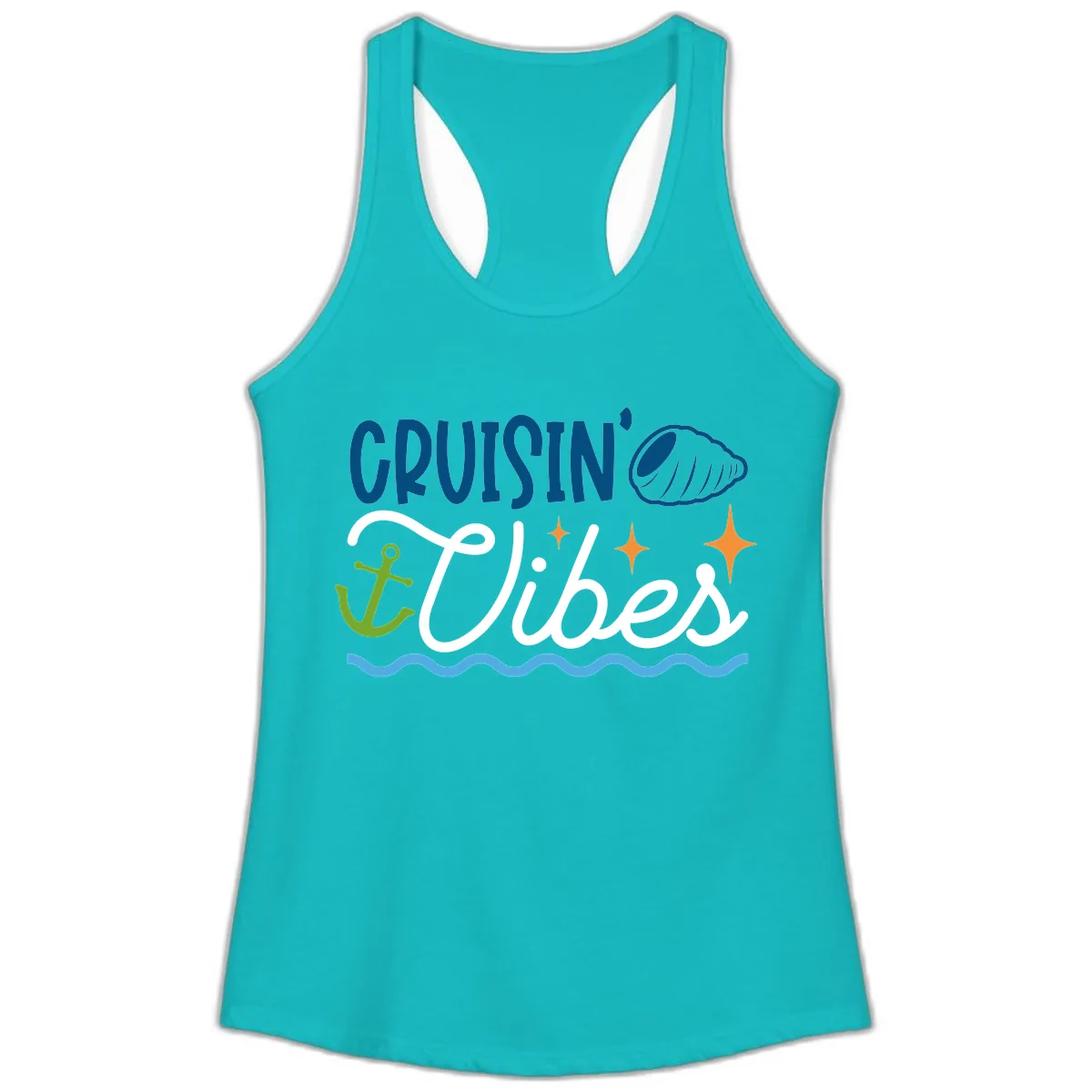 Cruisin' Vibes Ladies Tank in Tahiti Blue