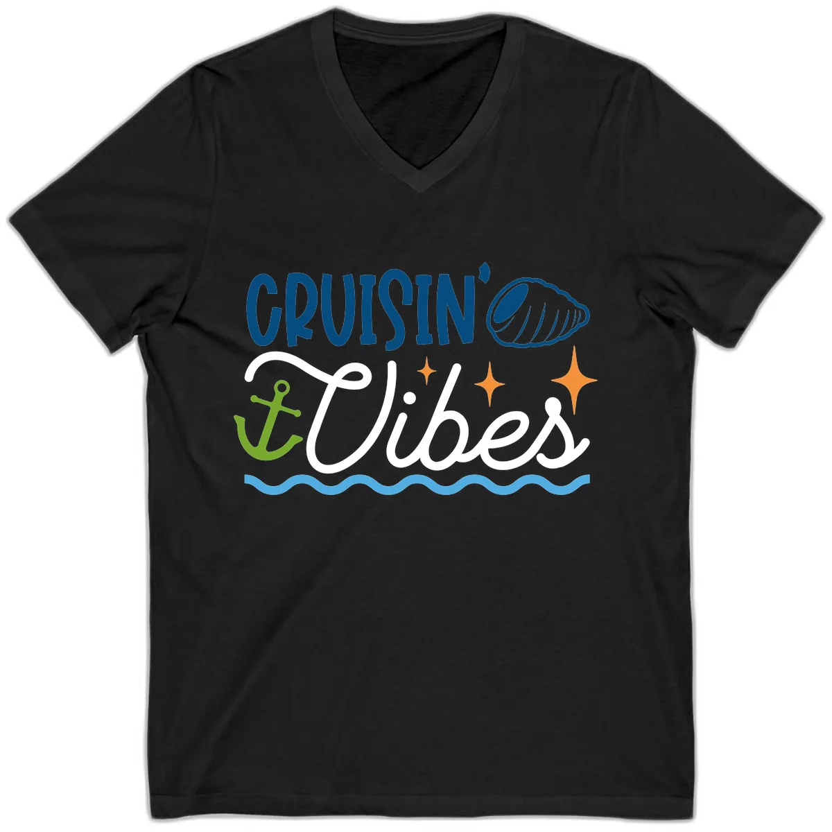 Cruisin' Vibes V-Neck in Black