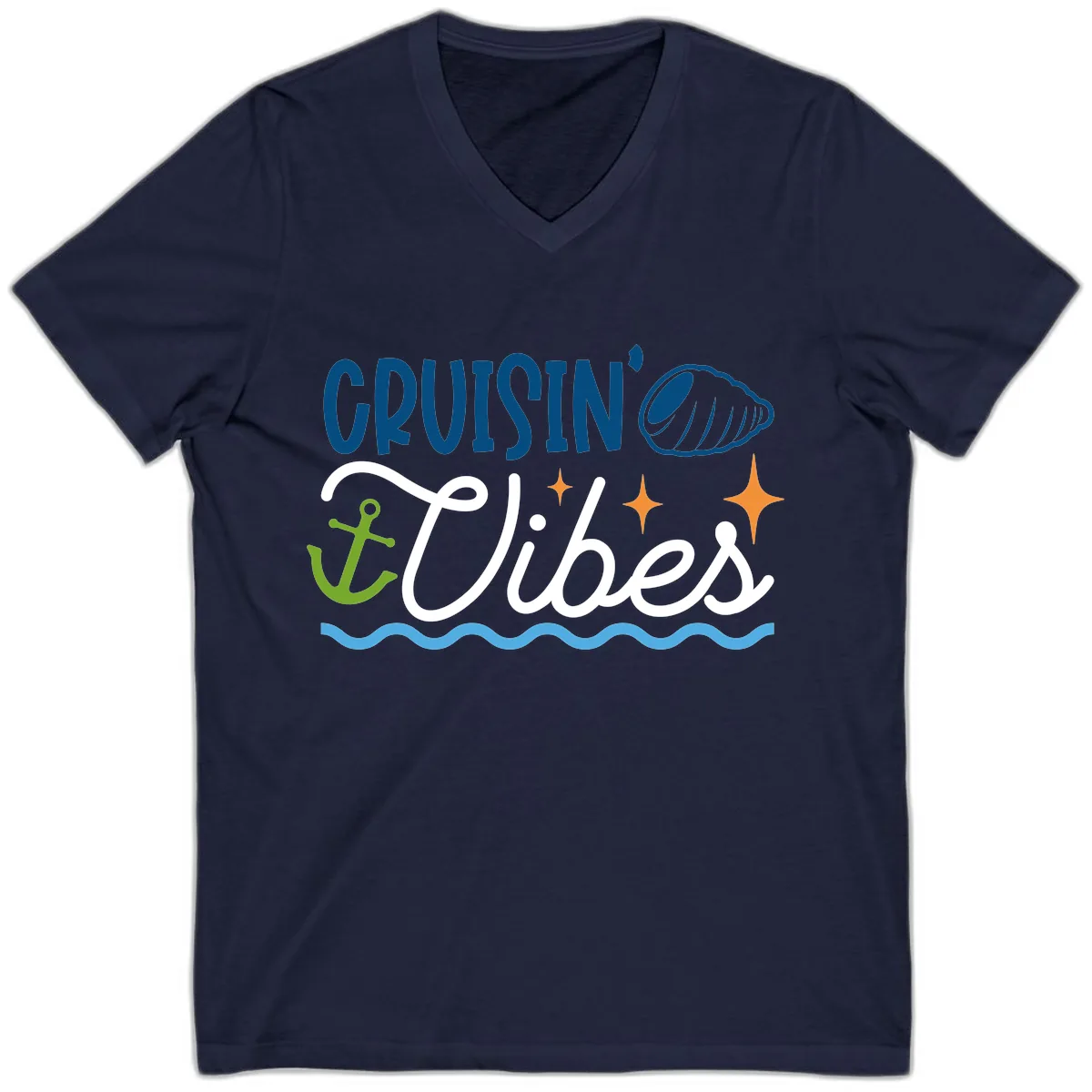 Cruisin' Vibes V-Neck in Navy