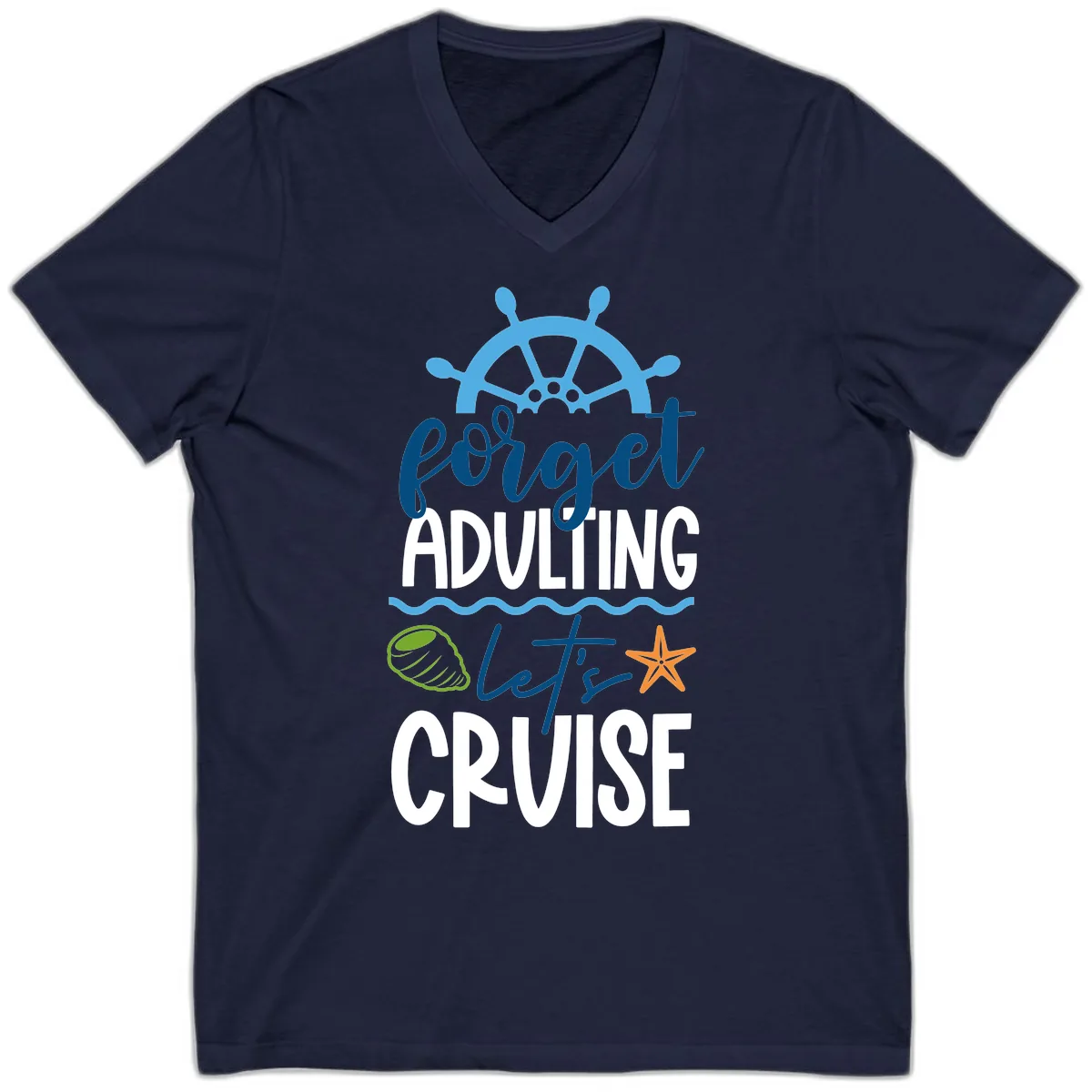 Forget Adulting Let's Cruise V-Neck in Navy