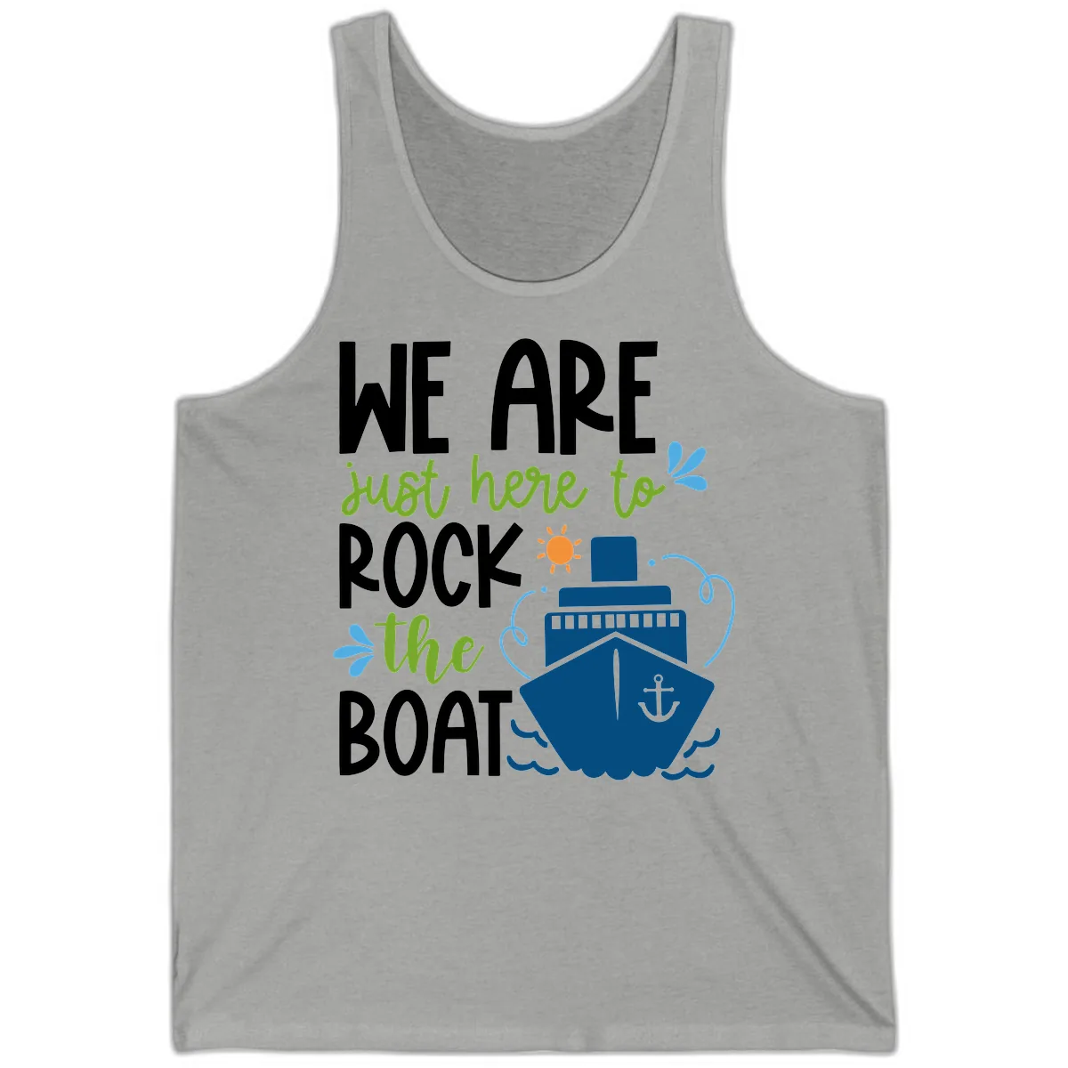 We Are Just Here To Rock The Boat Tank in Athletic Heather