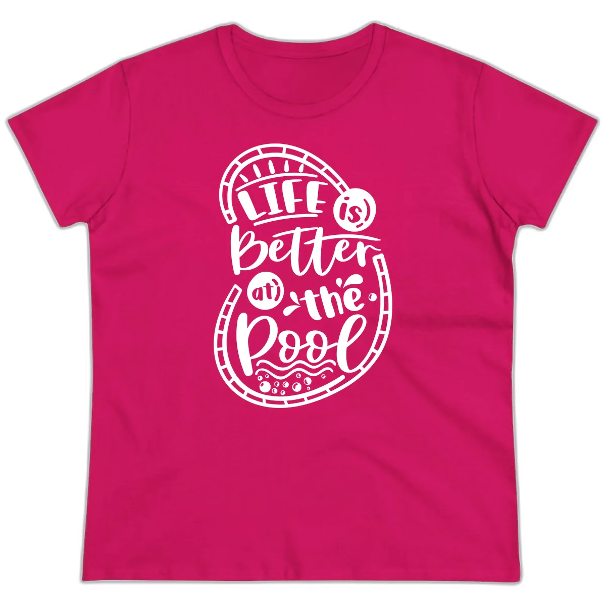 Life Is Better At The Pool Ladies Tee in Heliconia