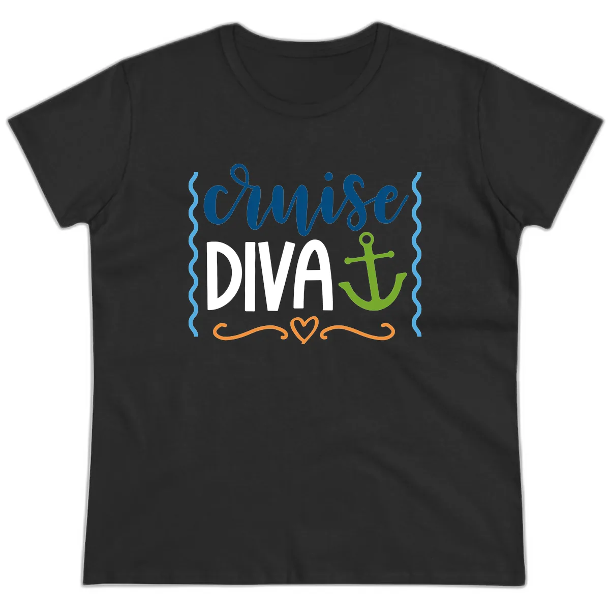 Cruise Diva Anchor Ladies Tee in Black