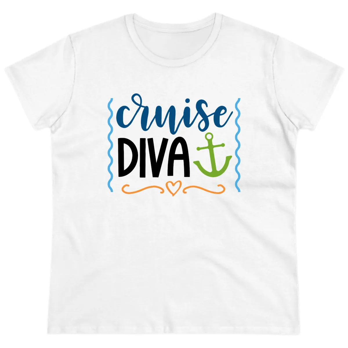 Cruise Diva Anchor Ladies Tee in White