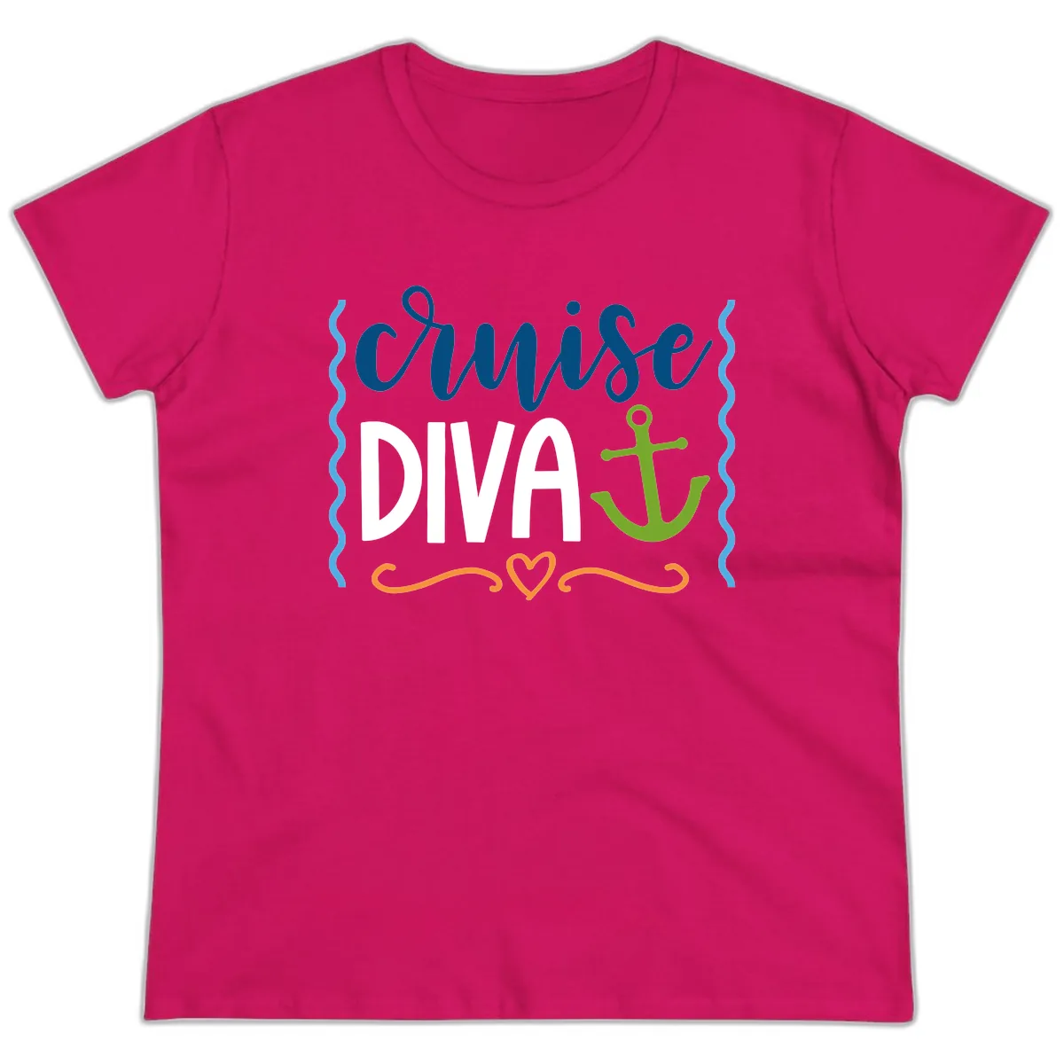 Cruise Diva Anchor Ladies Tee in Heliconia